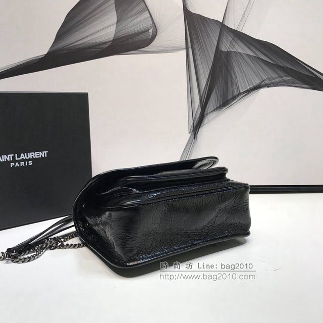 YSL爆款女士包包 聖羅蘭經典款Niki油蠟抓皺牛皮小號郵差包 YSL肩背斜挎包 533037  jjh1187